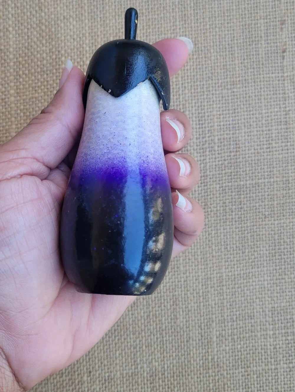 Vintage Japanese Wooden Eggplant Toothpick Container/Holder & Folk Collectible